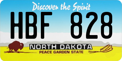 ND license plate HBF828