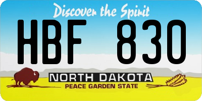ND license plate HBF830