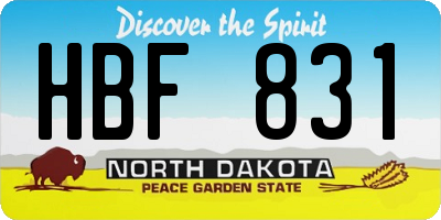 ND license plate HBF831