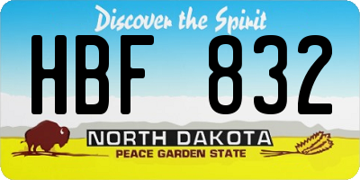 ND license plate HBF832