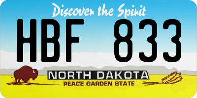 ND license plate HBF833