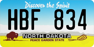 ND license plate HBF834