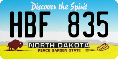 ND license plate HBF835