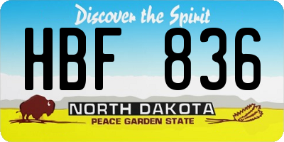 ND license plate HBF836