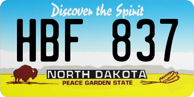 ND license plate HBF837