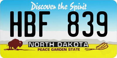 ND license plate HBF839