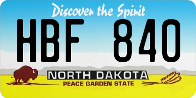 ND license plate HBF840