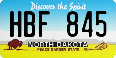 ND license plate HBF845