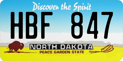 ND license plate HBF847