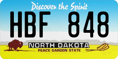 ND license plate HBF848