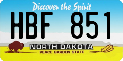 ND license plate HBF851