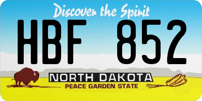 ND license plate HBF852
