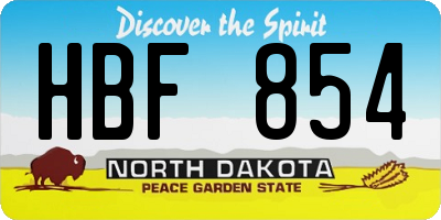 ND license plate HBF854