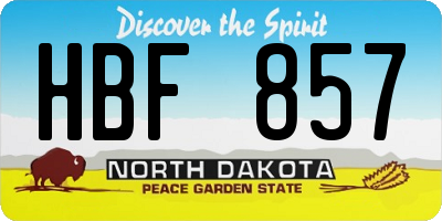 ND license plate HBF857