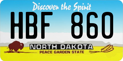 ND license plate HBF860