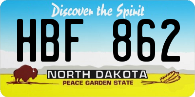 ND license plate HBF862