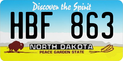 ND license plate HBF863