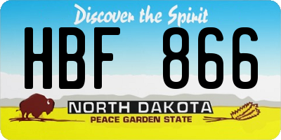 ND license plate HBF866