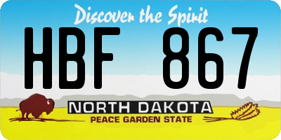 ND license plate HBF867