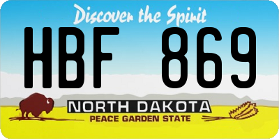 ND license plate HBF869