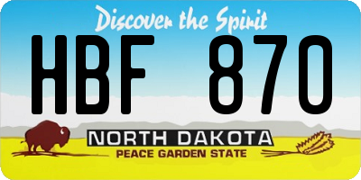 ND license plate HBF870