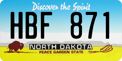 ND license plate HBF871