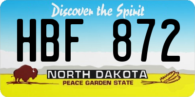 ND license plate HBF872