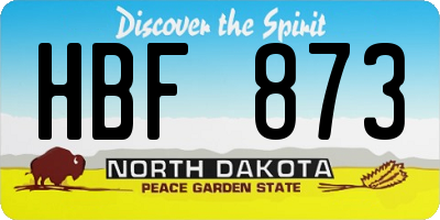 ND license plate HBF873