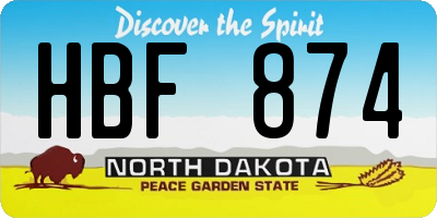 ND license plate HBF874