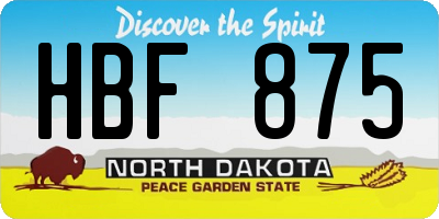 ND license plate HBF875