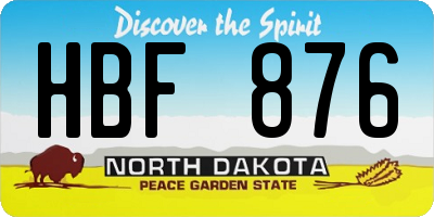ND license plate HBF876