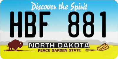 ND license plate HBF881