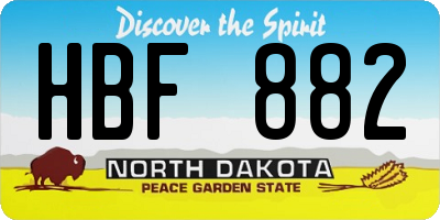 ND license plate HBF882