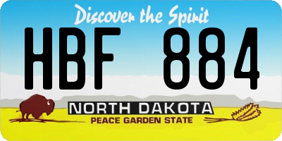 ND license plate HBF884