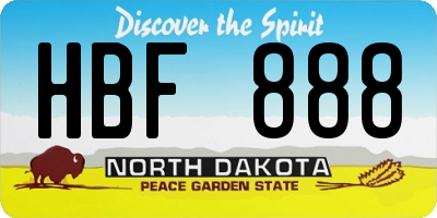 ND license plate HBF888