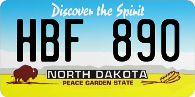 ND license plate HBF890