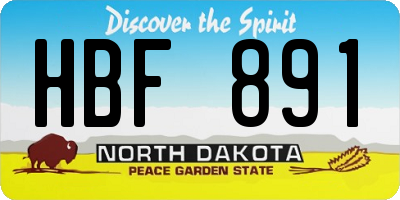 ND license plate HBF891