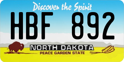 ND license plate HBF892