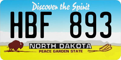 ND license plate HBF893