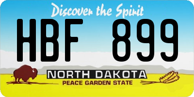 ND license plate HBF899