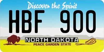 ND license plate HBF900