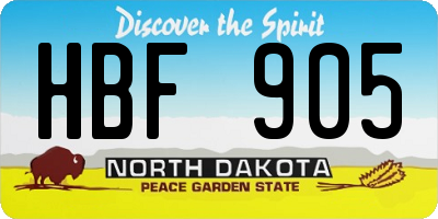ND license plate HBF905