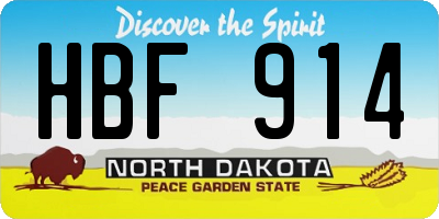 ND license plate HBF914