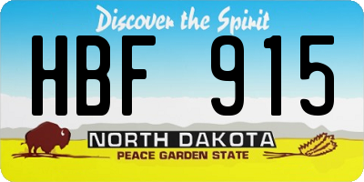 ND license plate HBF915