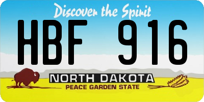 ND license plate HBF916