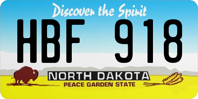 ND license plate HBF918