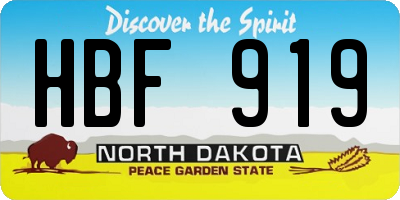 ND license plate HBF919