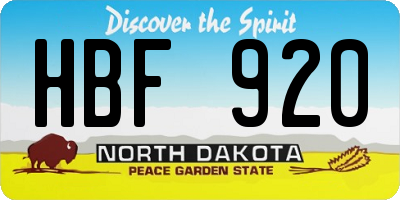 ND license plate HBF920