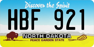 ND license plate HBF921