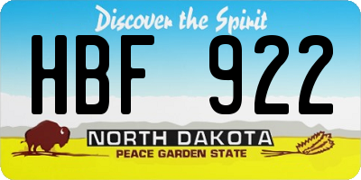 ND license plate HBF922